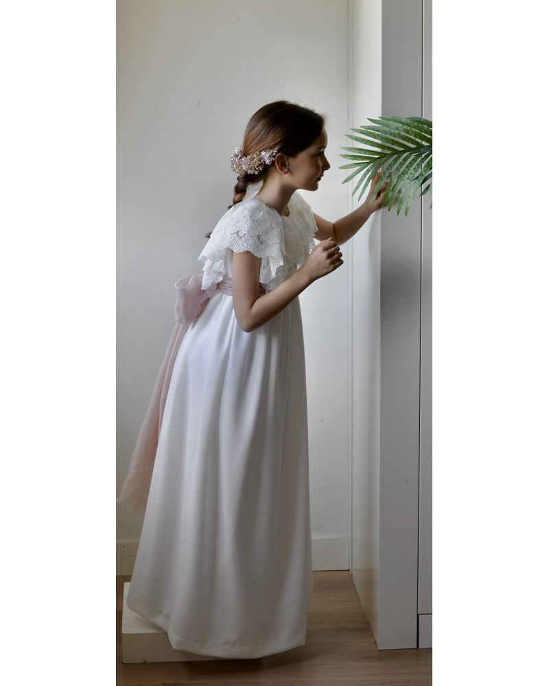 Vestido de comunión NUBE PUNTILLA CREP de la marca PETRITAS (lazada no incluida)