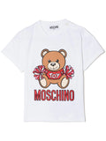 Ropa para niños -  camiseta blanca para bebé niña con bordado de oso y logo MOSCHINO