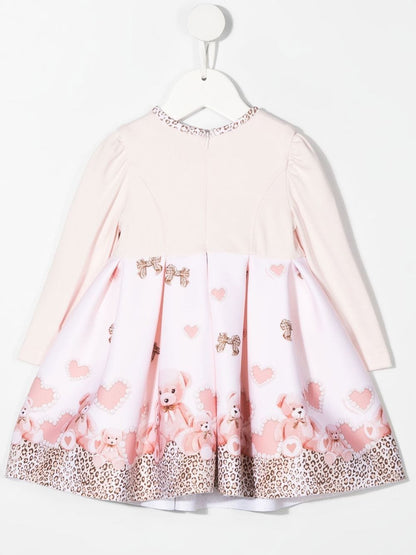 Children's clothing - pink dress with teddy bears print Monnalisa