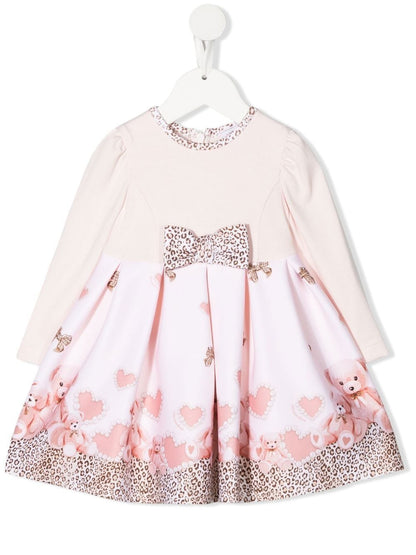 Children's clothing - pink dress with teddy bears print Monnalisa