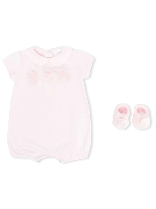 Body de color rosa de manga corta con zapatitos para bebé niña 48527  La Perla