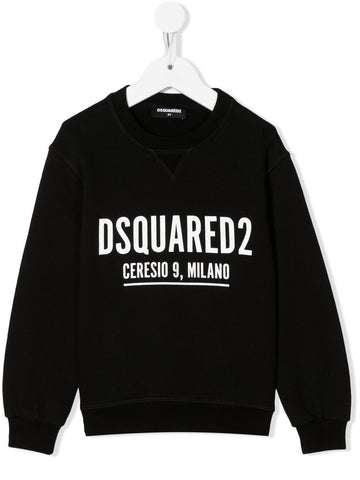 ملابس الأطفال - قميص من النوع الثقيل الأسود شعار DSQUARED2