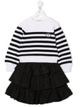 Girls clothing - Striped sweater and ruffled skirt set TWINSET
