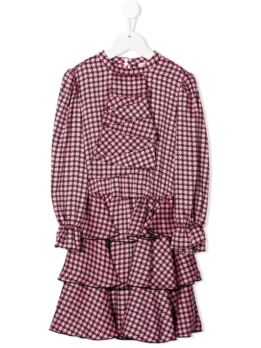 Ropa para niños- Vestido rosa y negro con print estampado TWINSET