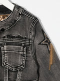 Children's clothing - denim jacket with removable collar and stitching MONNALISA