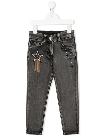 Girl's mid-rise slim jeans with star stitching MONNALISA