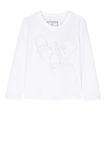 ملابس الأطفال - تي شيرت أبيض بأكمام طويلة من فيليب بلين