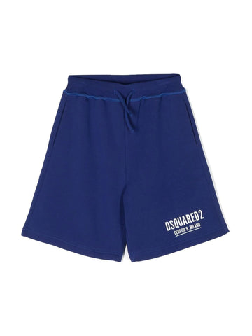 Children's clothing - blue tracksuit shorts with logo DSQUARED2