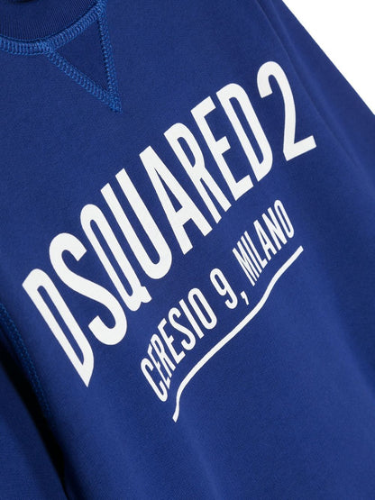 Ropa para niños - sudadera color azul con logo y cuello redondo DSQUARED2