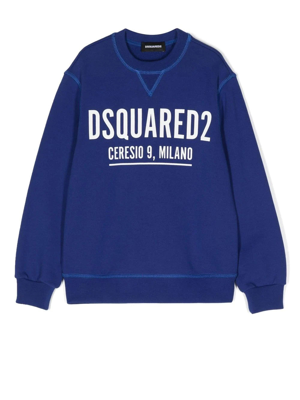 Ropa para niños - sudadera color azul con logo y cuello redondo DSQUARED2