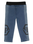 Medium blue denim pants with Philipp Plein logo
