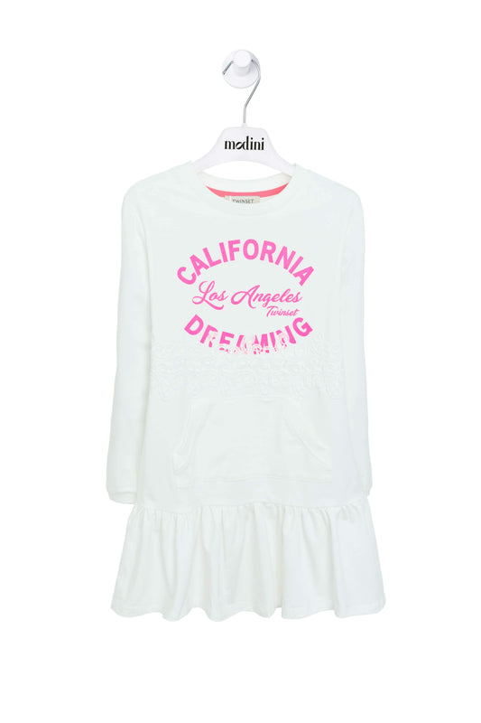 ROPA PARA NIÑAS - VESTIDO BLANCO OTTICO TWINSET - Modini Shop