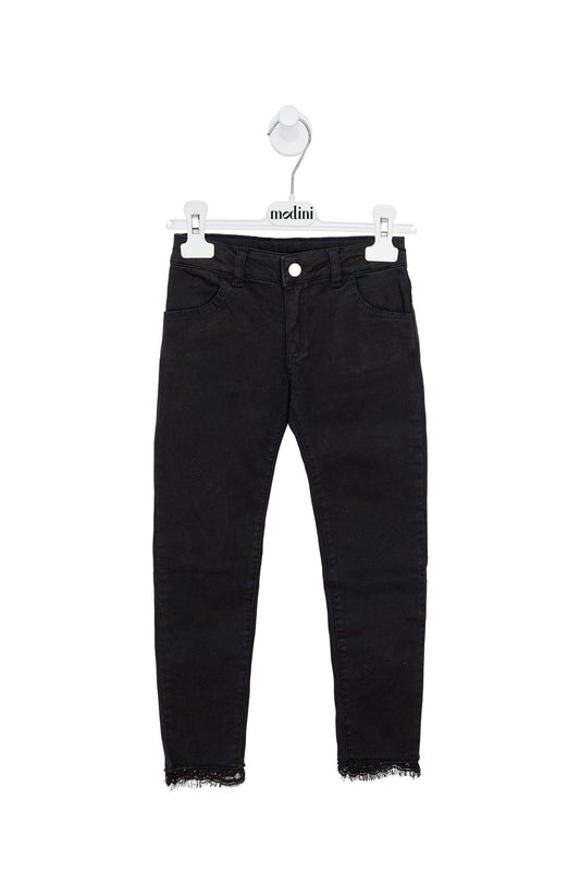 ROPA PARA NIÑAS -  SKINNY DENIM NEGRO CON ENCAJE TWINSET - Modini Shop