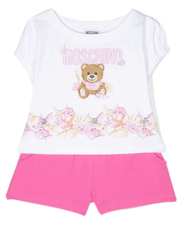 Teddy Bear motif T-shirt and shorts set MOSCHINO