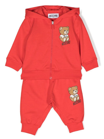 Children's clothing - Teddy Bear motif red sports suit MOSCHINO