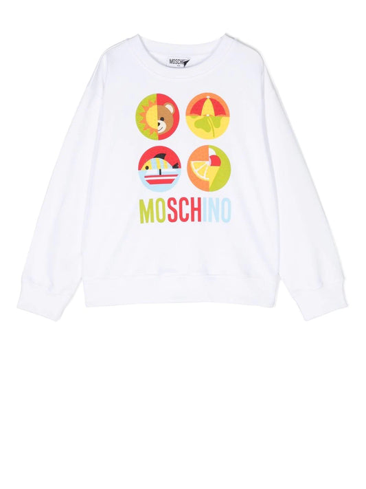 Childrenswear - white sweatshirt with logo print MOSCHINO
