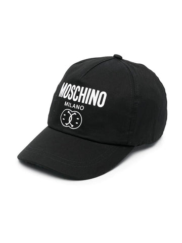 قبعة سوداء مع شعار MOSCHINO المطبوع