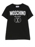 Children's clothing - black T-shirt with logo print MOSCHINO