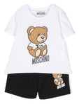 Children's clothing - black t-shirt and shorts set with Teddy Bear motif MOSCHINO