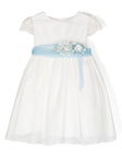 MIMILÚ girls' ceremonial dress 310 white with blue ribbon for girls