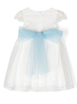 فستان حفلات 310 أبيض مع فيونكة زرقاء للبنات من ماركة MIMILU