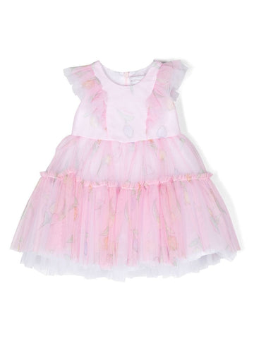 Baby girl dress in tulle with floral print MONNALISA