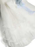 فستان حفل أبيض مع زهور زرقاء 660 للفتيات من ماركة MIMILU