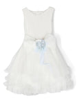 Vestido de ceremonia blanco flores azules 660 para niñas de la marca MIMILÚ