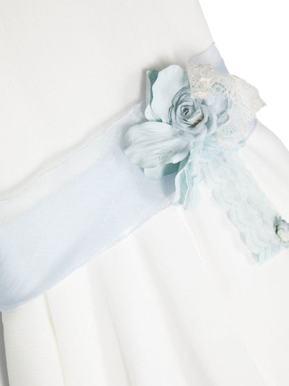 Vestido de ceremonia blanco flores azules 676 para niñas de la marca MIMILÚ