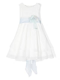 Vestido de ceremonia blanco flores azules 676 para niñas de la marca MIMILÚ