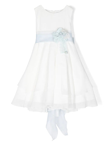 White ceremony dress blue flowers 676 for girls by MIMILÚ brand