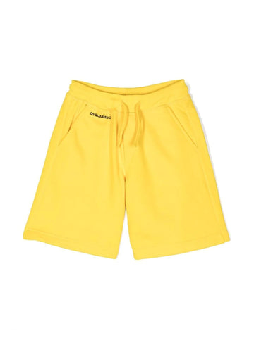 ملابس أطفال - شورت رياضي أصفر بطبعة شعار DSQUARED2