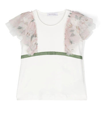 Camiseta con estampado floral y manga corta MONNALISA
