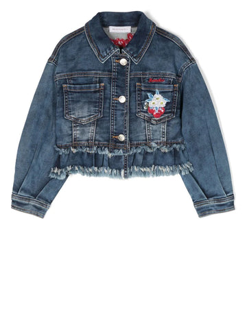 Childrenswear - Cherry denim jacket with peplum MONNALISA