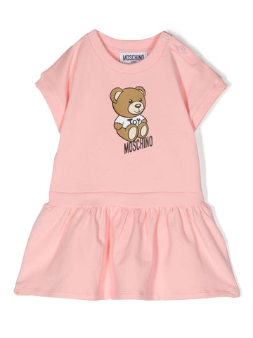 Pink baby girl dress with Teddy Bear motif MOSCHINO