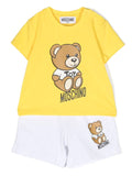 Ropa para niños - set de camiseta y pantalón amarillo corto con motivo Teddy Bear MOSCHINO