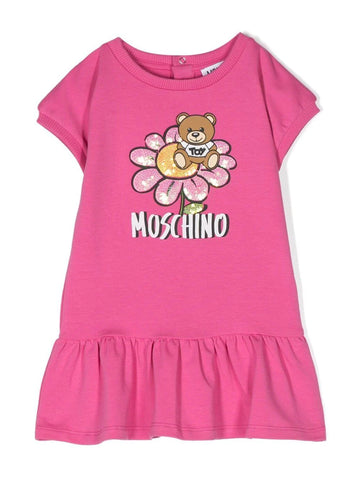 Childrenswear - MOSCHINO Teddy Bear pattern dress baby girl Fuchsia