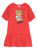 Childrenswear - Teddy Toy print red dress MOSCHINO