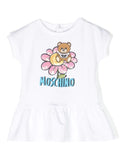 Ropa para niños -  vestido bebe niña blanco con motivo Teddy Bear MOSCHINO