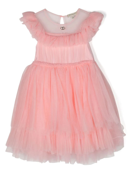 Girls sleeveless dress with tulle lantern skirt TWINSET