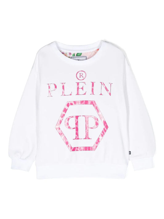 Childrenswear - Philipp Plein white sweatshirt with logo print