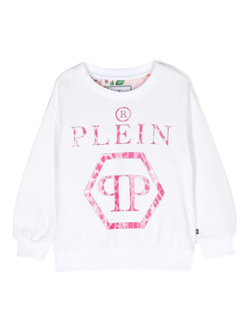 Ropa para ni os sudadera blanca con logo estampado Philipp Plein