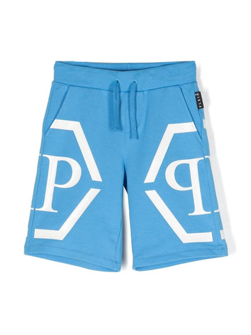 Pantalon corto azul con logo estampado PHILIPP PLEIN