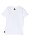 Childrenswear - white t-shirt with green logo and Philipp Plein bear print