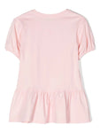 ملابس الأطفال - فستان طفلة وردي اللون مزين بنقش تيدي بير من موسكينو