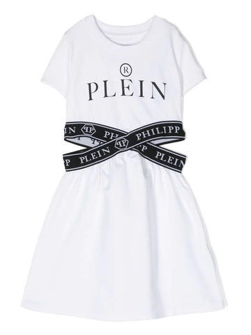 Childrenswear - Philipp Plein white logo dress