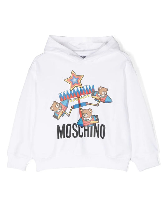 Ropa para niños - sudadera BLANCA con capucha y motivo gráfico MOSCHINO