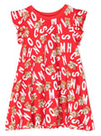 ملابس الأطفال - فستان أحمر على شكل تي شيرت مع شعار MOSCHINO