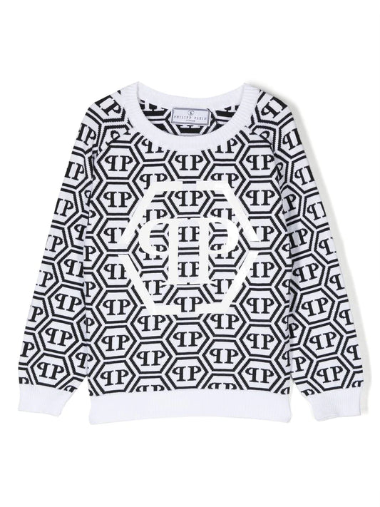 Ropa para niños - sudadera con logo en intarsia Philipp Plein