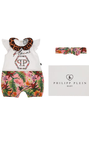 علبة هدية مكونة من بدلة قصيرة الأكمام مع شريط للفتيات الصغيرات في الصيف فيليب بلين